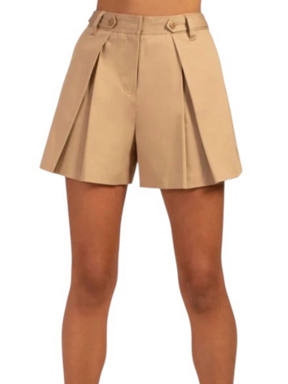 Trina Turk Luca Pleated Shorts Tan Size 6 Style 2205507CO1 MSRP 228.00